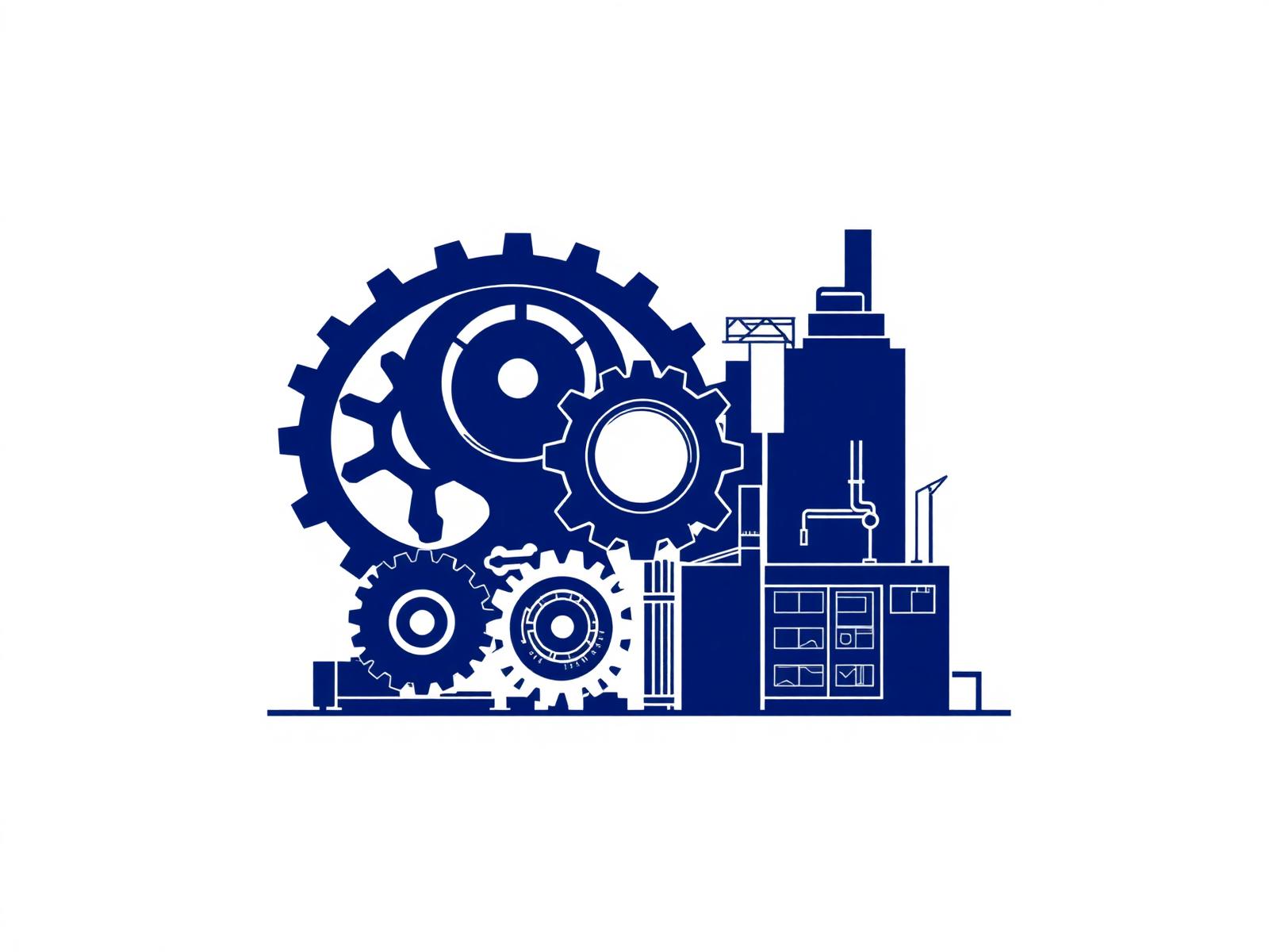 Abstract industrial line art representing B2B outbound sales research across Europe and the USA